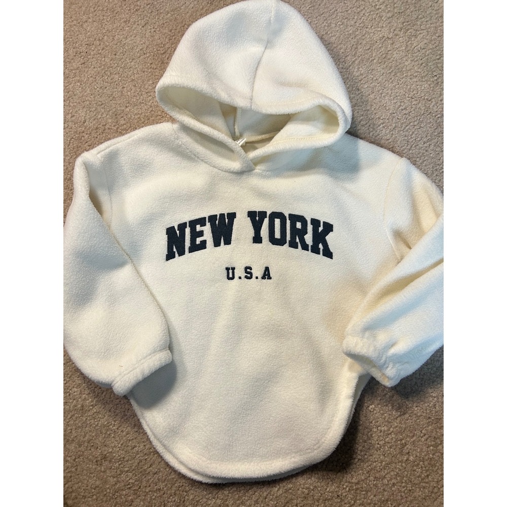 Fleece Unisex Hoodie Kids 5Y Cream Streetwear Athleisure Sport Urban Casual Cozy